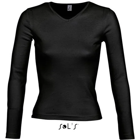 Damen V-Ausschnitt T-Shirt langarm