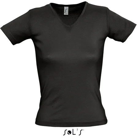Damen V-Ausschnitt Ripp T-Shirt